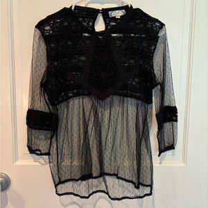 Black Multi Pattern Lace Shirt